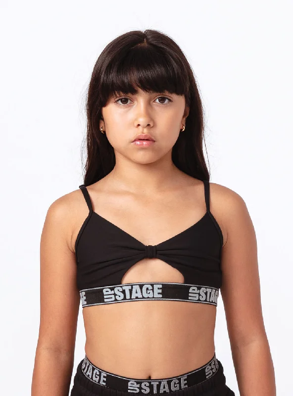 Weekend Bargains to Snag Girls Knot Stop Crop Top Black