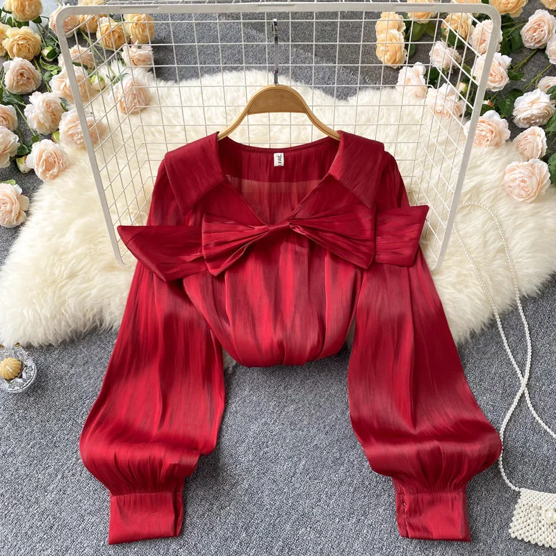 Can't Resist Cute bow long sleeve top     S207