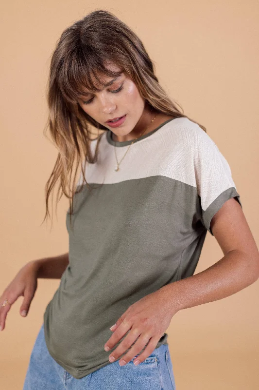 Discount Days Top Cutiepie Khaki