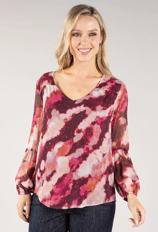 Cash Savings Foiled Detailing V Neck Top