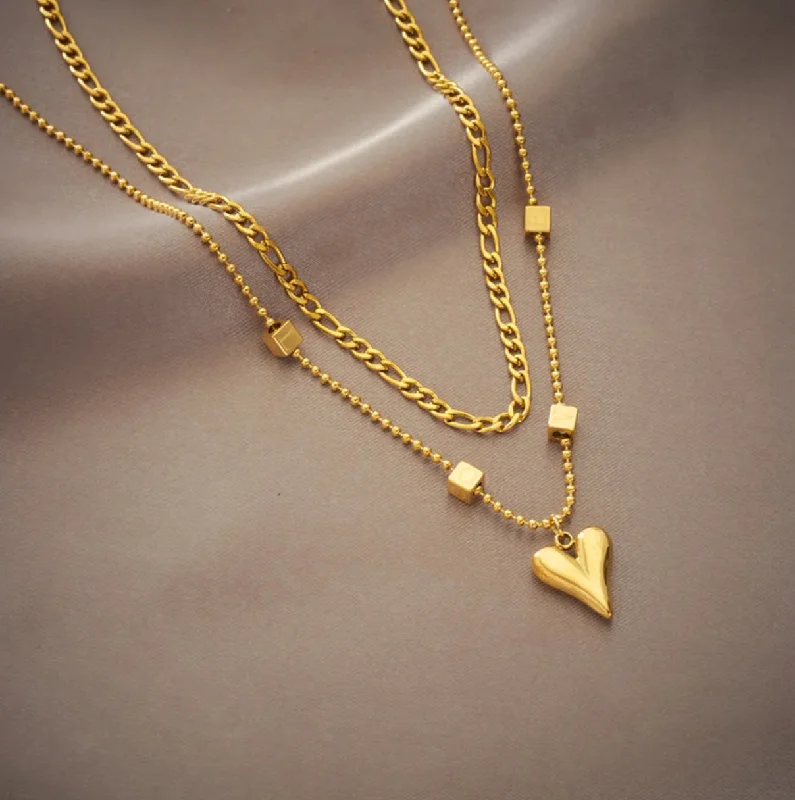 One-Day Only Stainless Steel Layered Heart Shape Necklace
