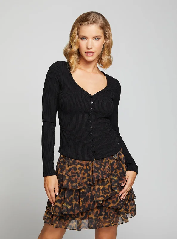 Big Discounts Eco Black Raylynn Rib Henley Top