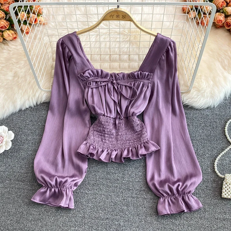 Online Deal Stylish chiffon long sleeve tops fashion tops     S199