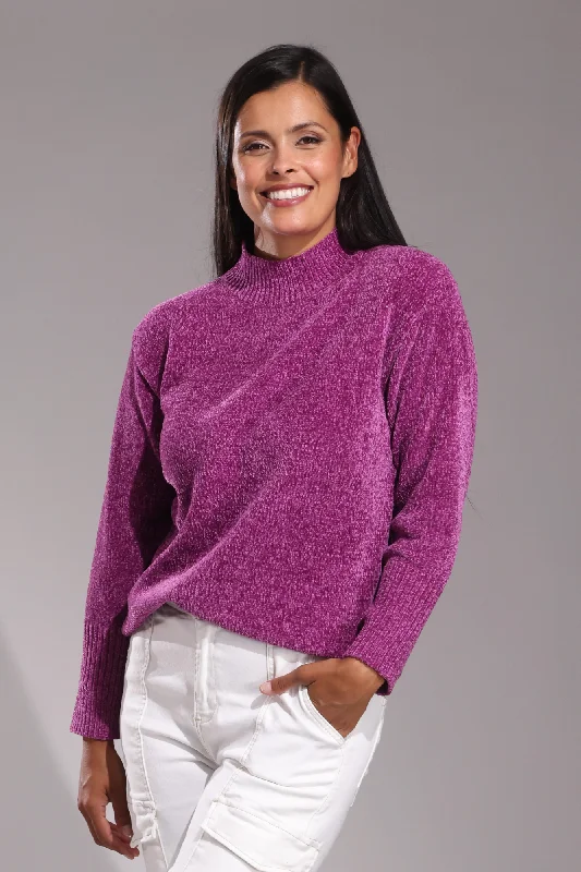 Value Deals Chenille turtle neck Jumper | Berry | 6973ZZ