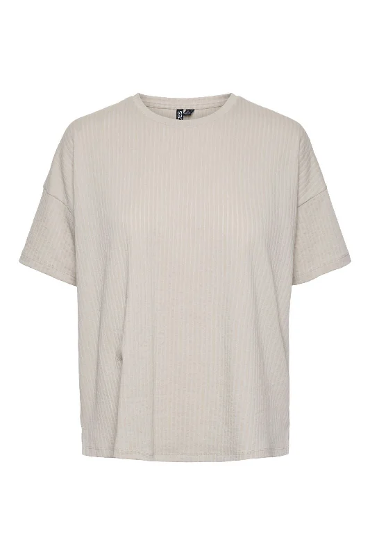 Weekend Wonders Await! Pieces - Pcbrecca Ss O-Neck Oversized Tee Pb - 4624586 Silver Gray