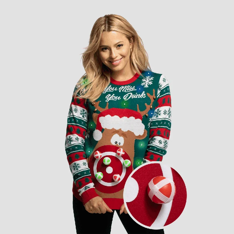Flash Sale You Miss, You Drink! Weihnachtspullover Damen