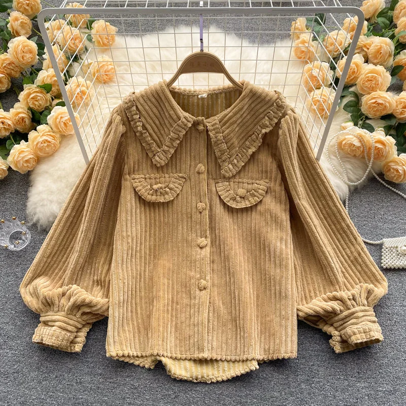 Special Discount Lovely corduroy long-sleeved shirt     S516