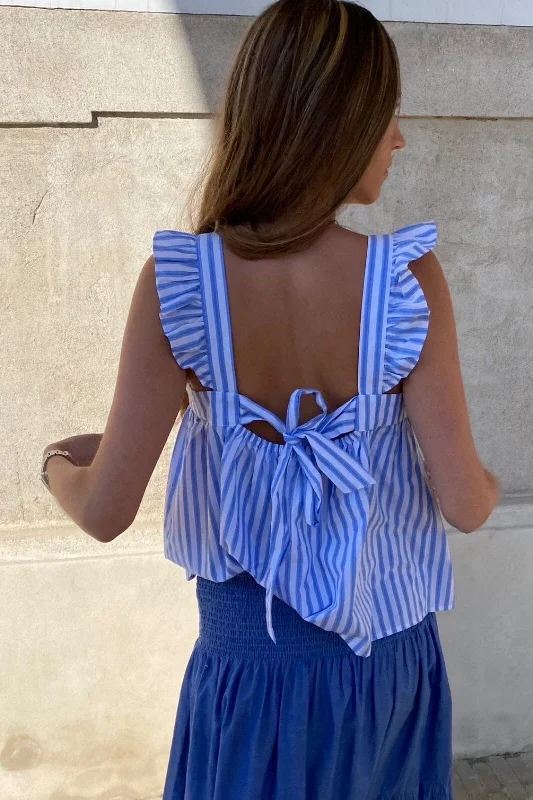 Unwind with Weekend Discounts Continue - Lulu Bow - Light Blue Stripe