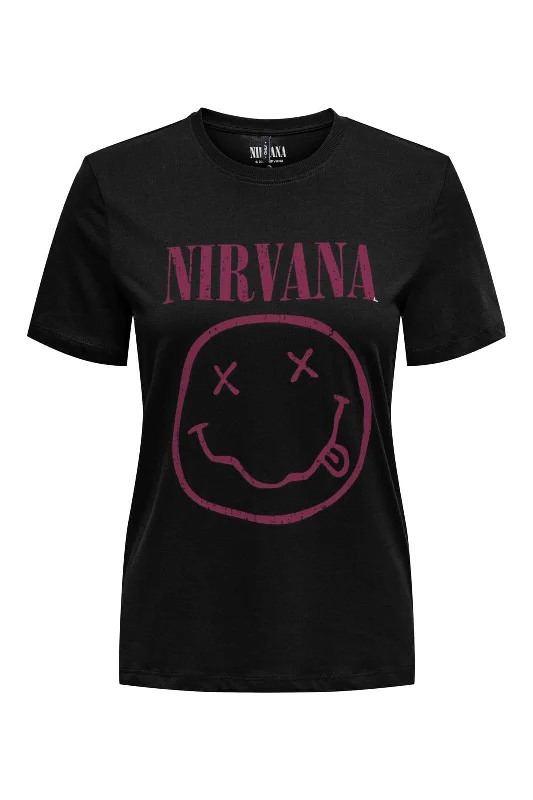 Time-Limited Offer Only - Onlnirvana Reg S/S Top Box - 4703141 Black Smilling Beaujolais