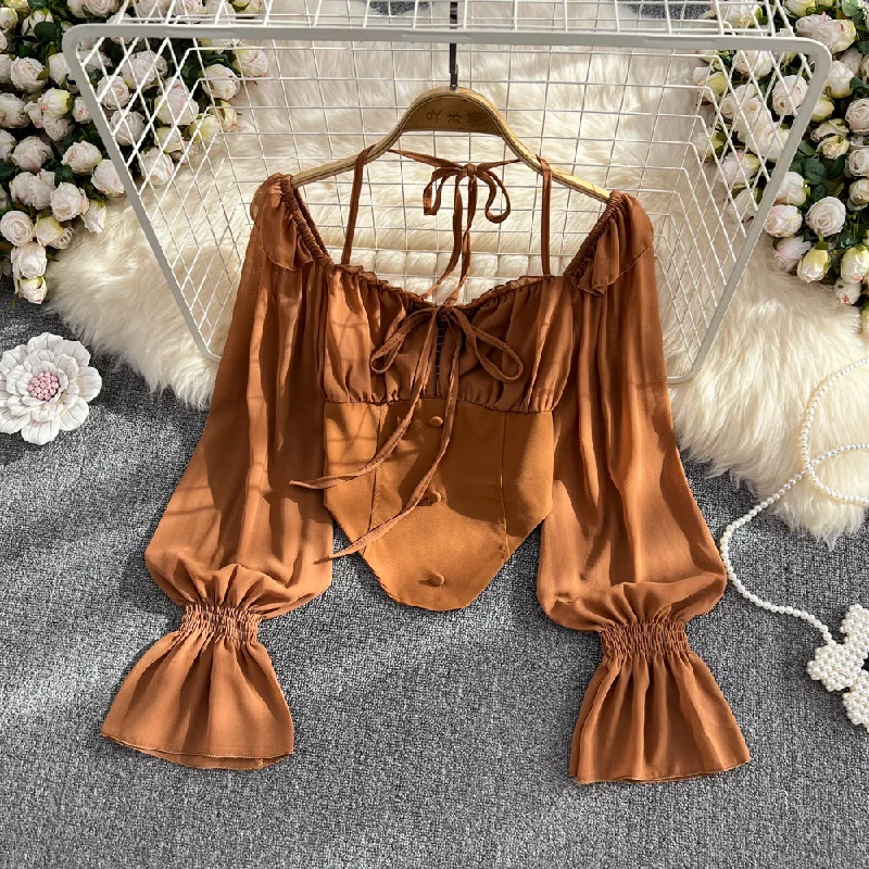 Unmissable Sale Cute long sleeve crop tops    S191