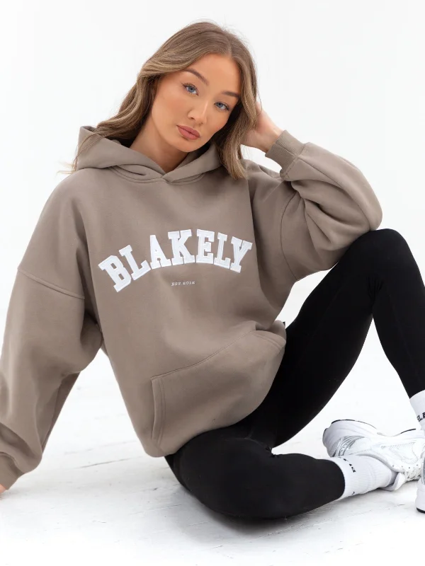 Special Price Varsity Oversized Hoodie - Light Beige