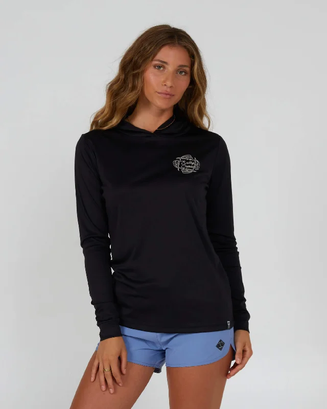 Weekend Deals That Please Drawn In Circles Hood Sunshirt - Black