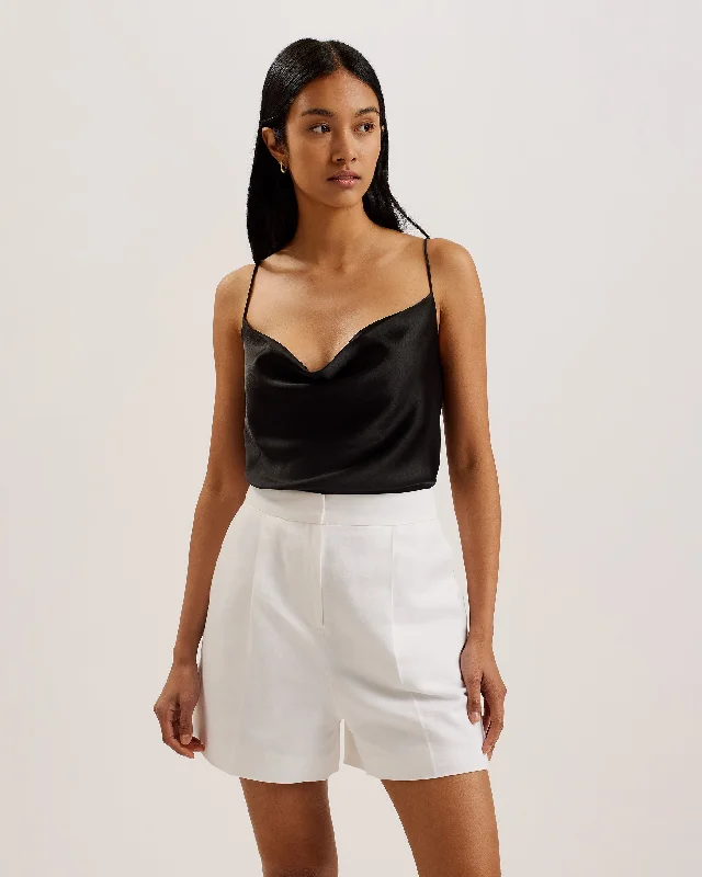 Weekend Offers That Please Kiti Satin Cowl Neck Cami Top Black