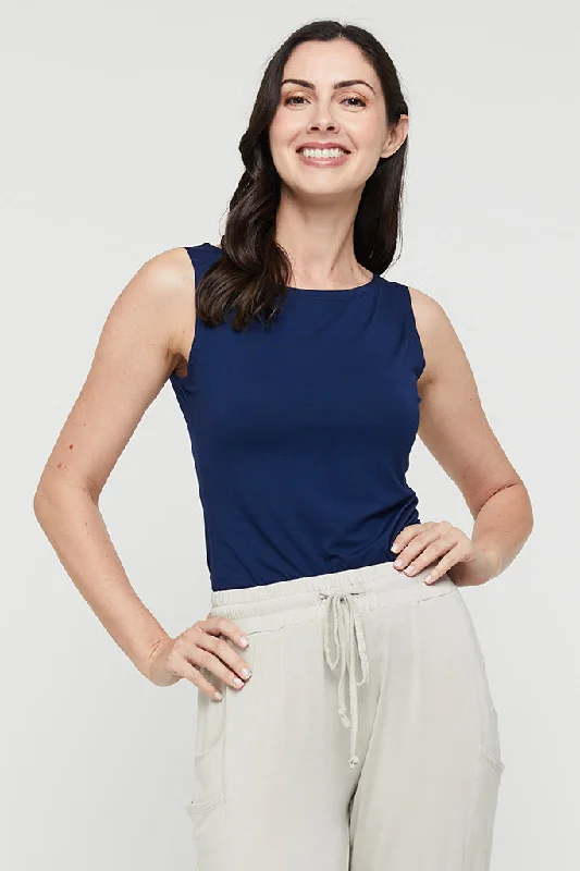 Final Offer Bamboo Shell Top - Navy