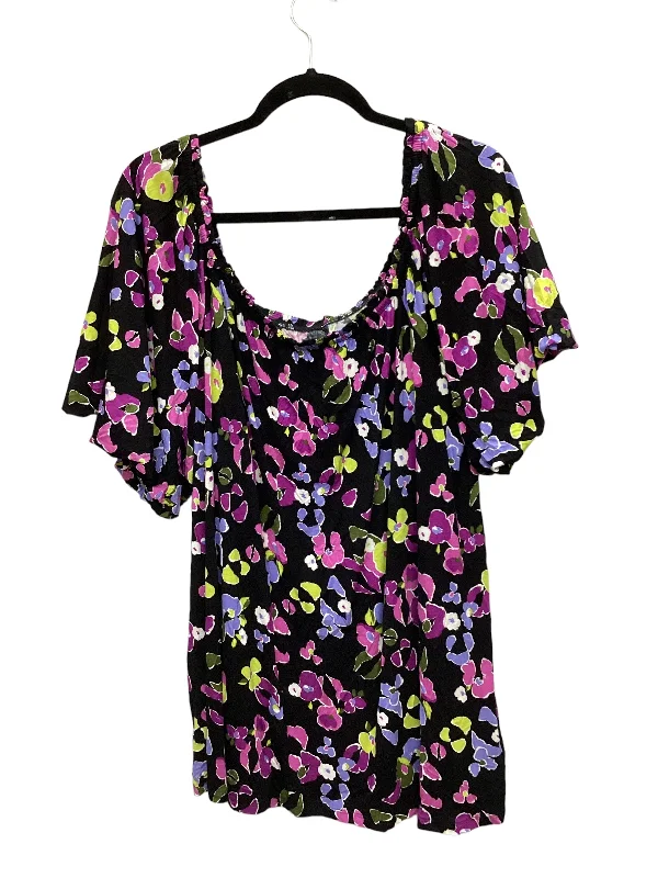 The Best Deal Floral Print Top Short Sleeve Lane Bryant, Size 3x