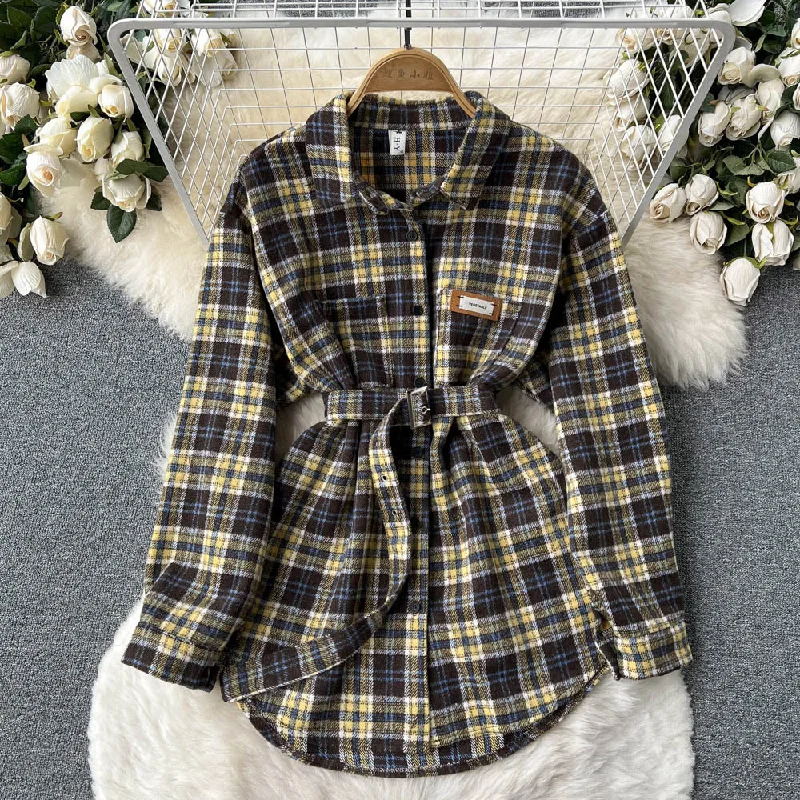 Weekend Deals That Dazzle 2022 new plaid top plaid shirt   S428