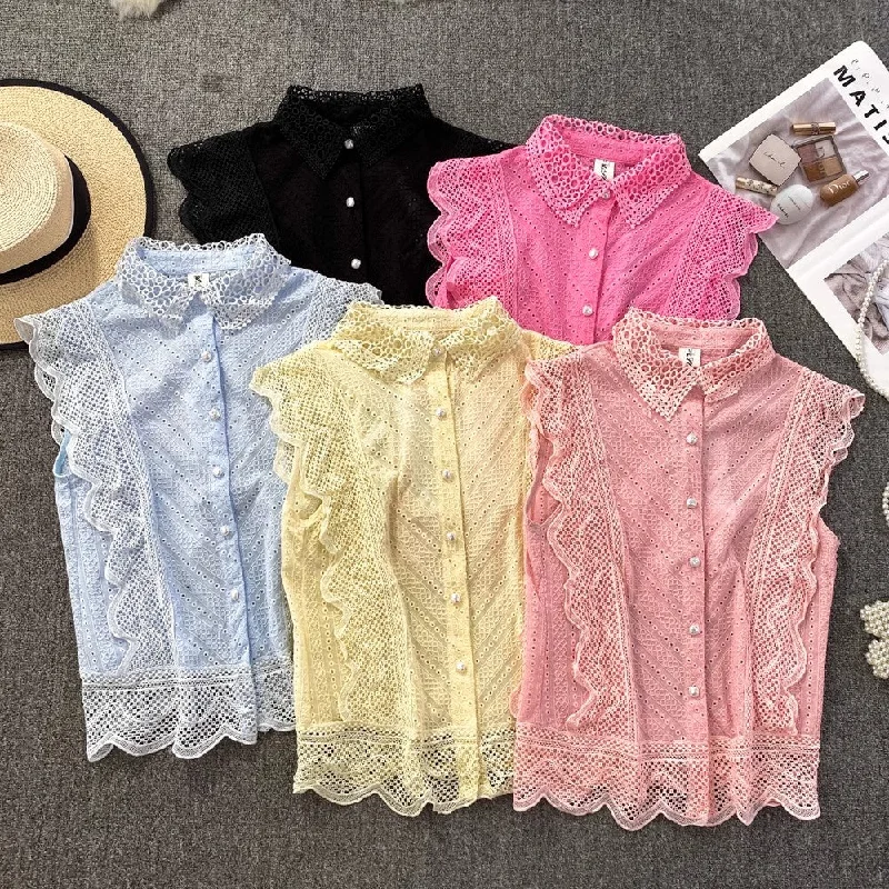 Members Only lace shirt women's new top     S4072