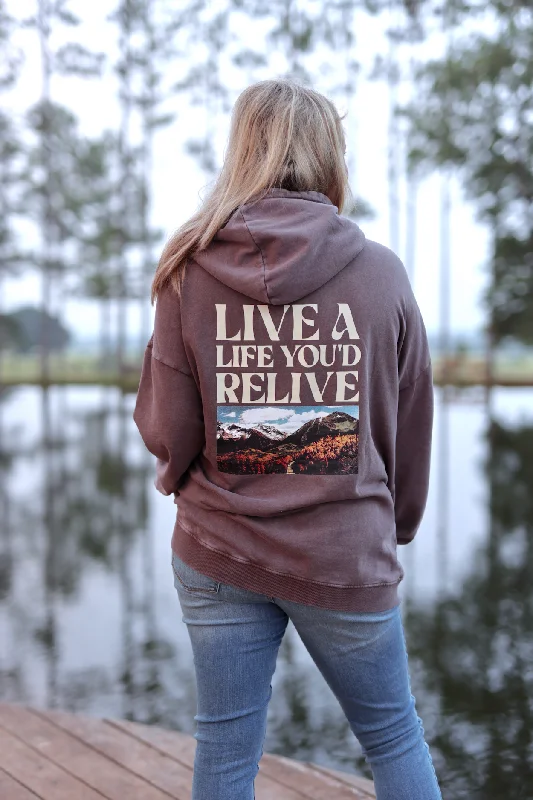 Discount Extravaganza Live A Life You'd Relive (ESPRESSO) - "My Go To" Oversized Acid Washed Hoodie