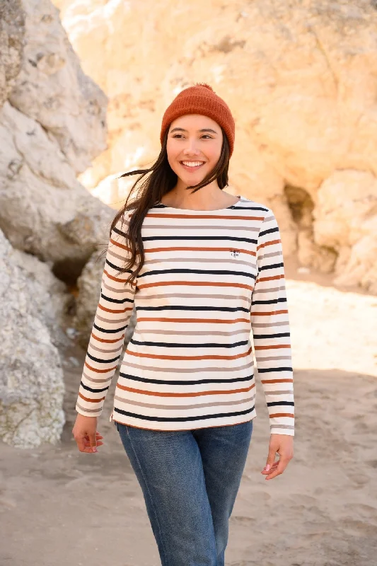 Weekend Deals That Spark Causeway Breton Top - Rust Mocha Black Stripe