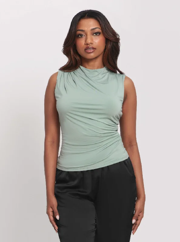 Deal Alert Eco Green Funnel Neck Marla Top