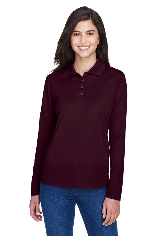 Weekend Offers That Sizzle Core 365 Womens Pinnacle Performance Moisture Wicking Long Sleeve Polo Shirt - Burgundy