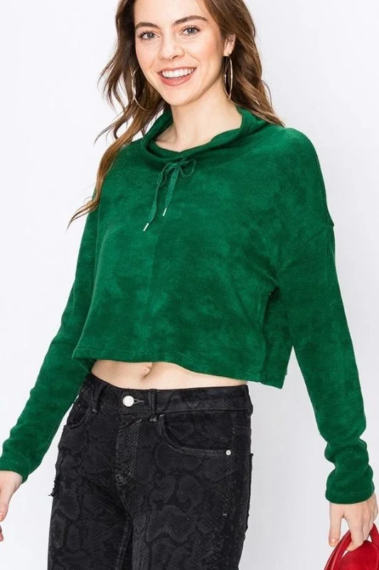 Super Deal Favlux Knit Crop Sweater - Green