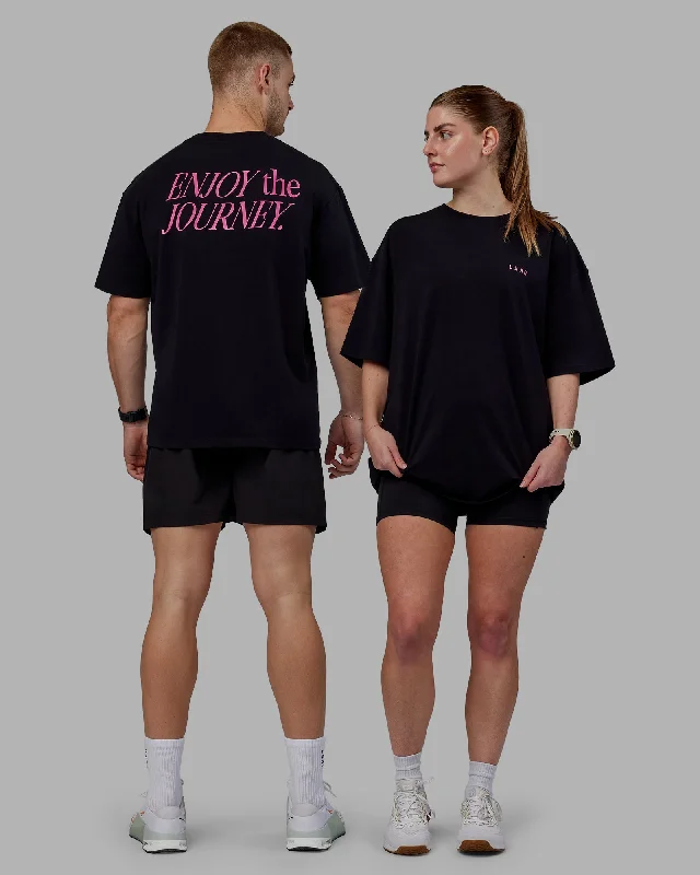 Early Bird Unisex VS1 FLXCotton Tee Oversize - Black-Fuchsia Pink