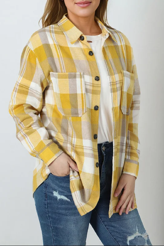 Huge Savings Pink Long Sleeve Collared Button Up Flannel Shirt