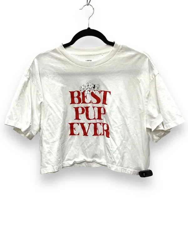 Crazy Savings White Top Short Sleeve Basic Uniqlo, Size S