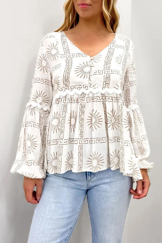 Bargain Prices Jacqui Top White Latte Aztec