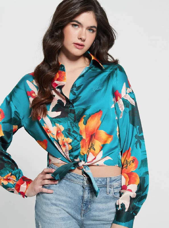 Great Bargains Eco Green Floral Bowed Jun Shirt