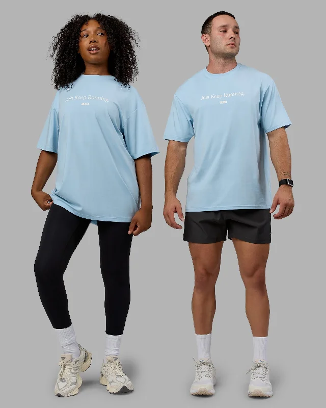 Sale Event Unisex Just Keep Running FLXCotton Tee Oversize - Glacial Blue-Off White