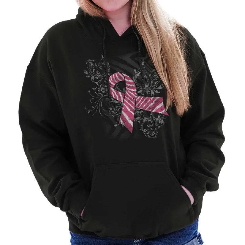 Flash Deals Pink And White Ribbon Hoodie