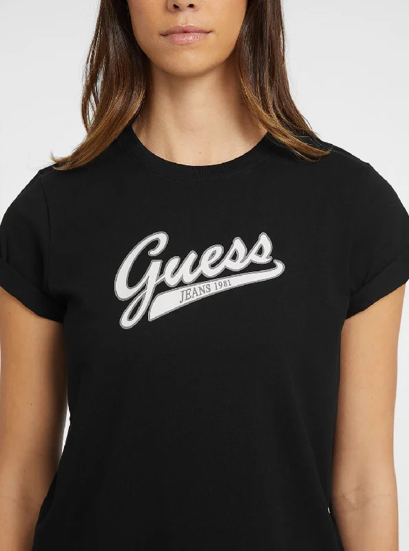 Limited Offer Guess Jeans Black Script Logo T-Shirt