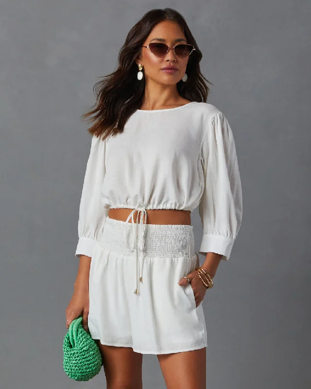 Exclusive Savings Joelle Linen Blend Front Tie Cropped Blouse
