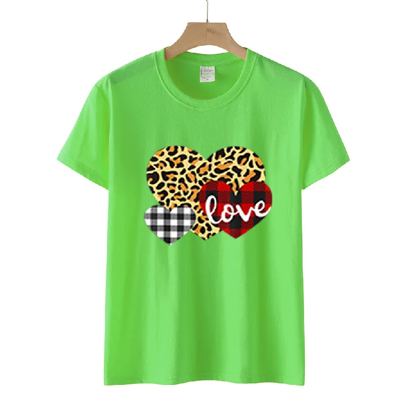 Special Offer Heart Printed Wholesale T Shirts Short Sleeve Valentine'S Day