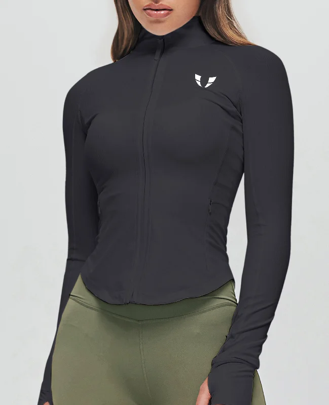 Crazy Deals Ribbed Gym Jacket - Black