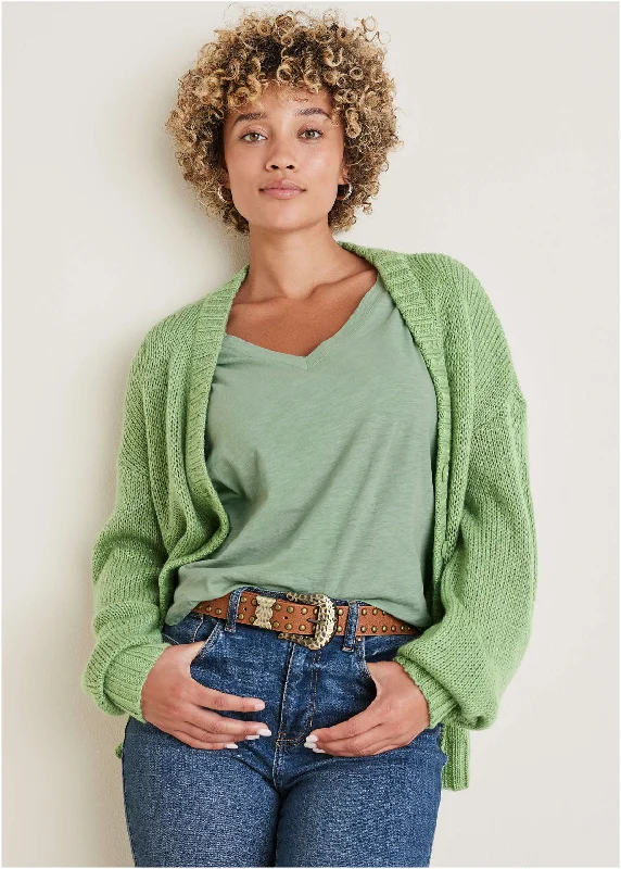Weekend Extravaganza: Shop Now Light Weight Cardigan - Basil
