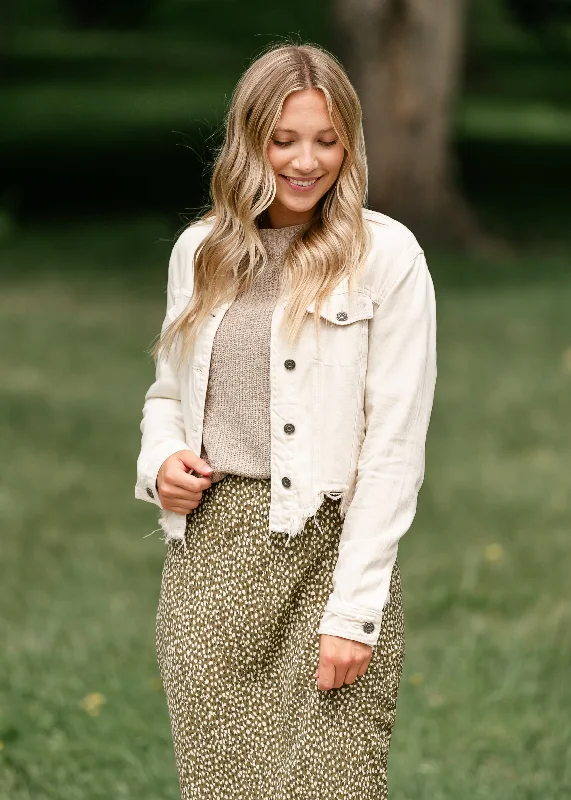 The Best Prices Raw Hem Cream Denim Jacket - FINAL SALE