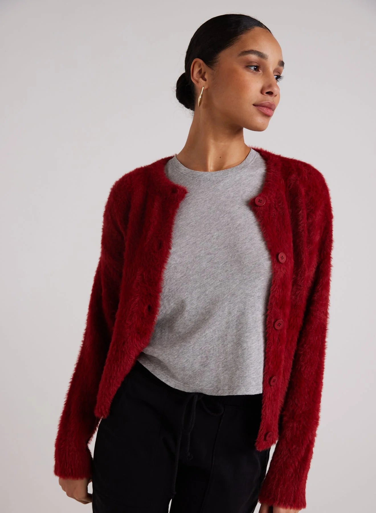 Price Blitz Ruby Red Fuzzy Cardigan