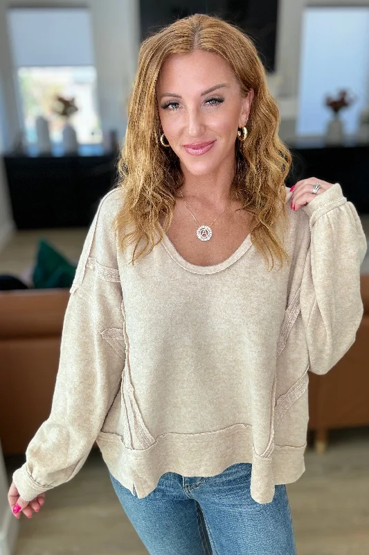 Weekend Offers That Tempt Leave It To Chance Hooded Scoop Neck Pullover in Beige
