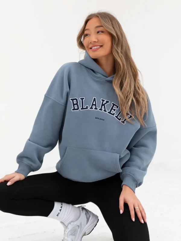 Don't Delay Varsity Oversized Hoodie - Blue