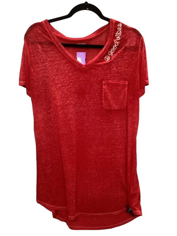 Exclusive Online Offer Red Top Short Sleeve Clothes Mentor, Size L