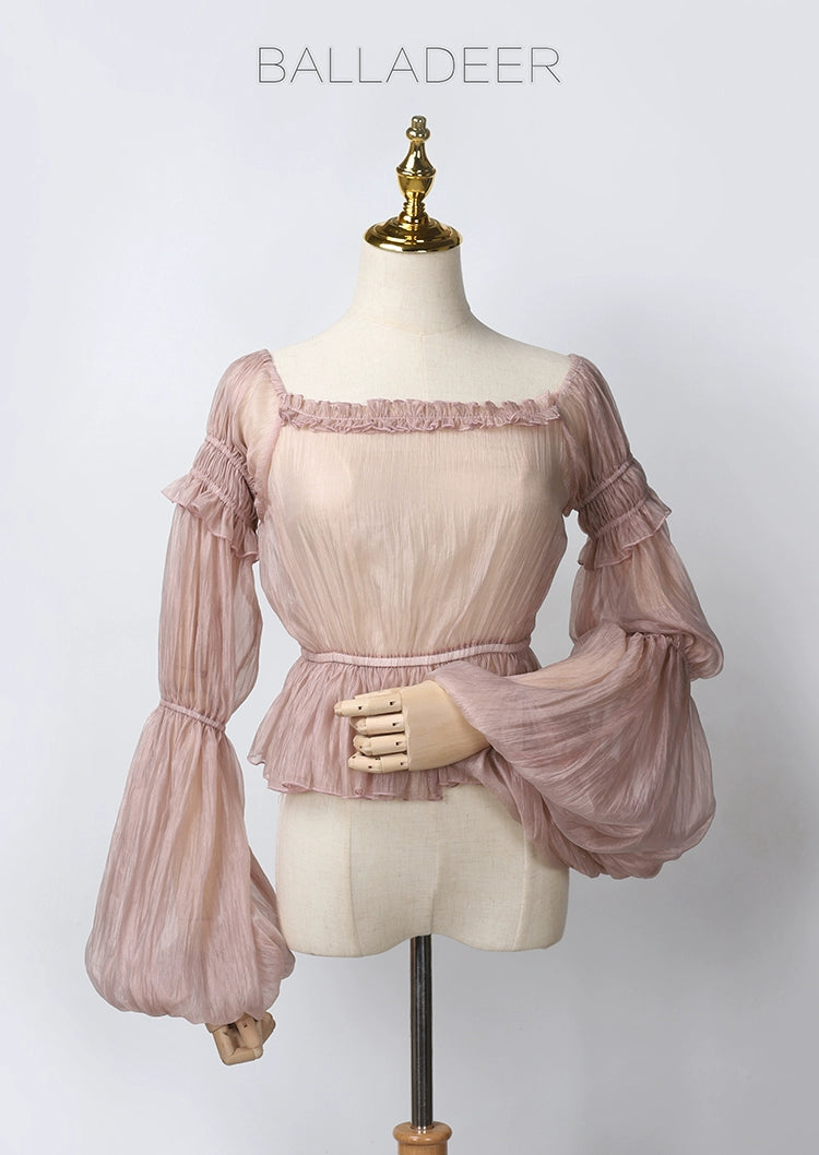 Sale Event Balladeer~Classic Lolita Shirt Puff Sleeves Open Shoulder Blouse