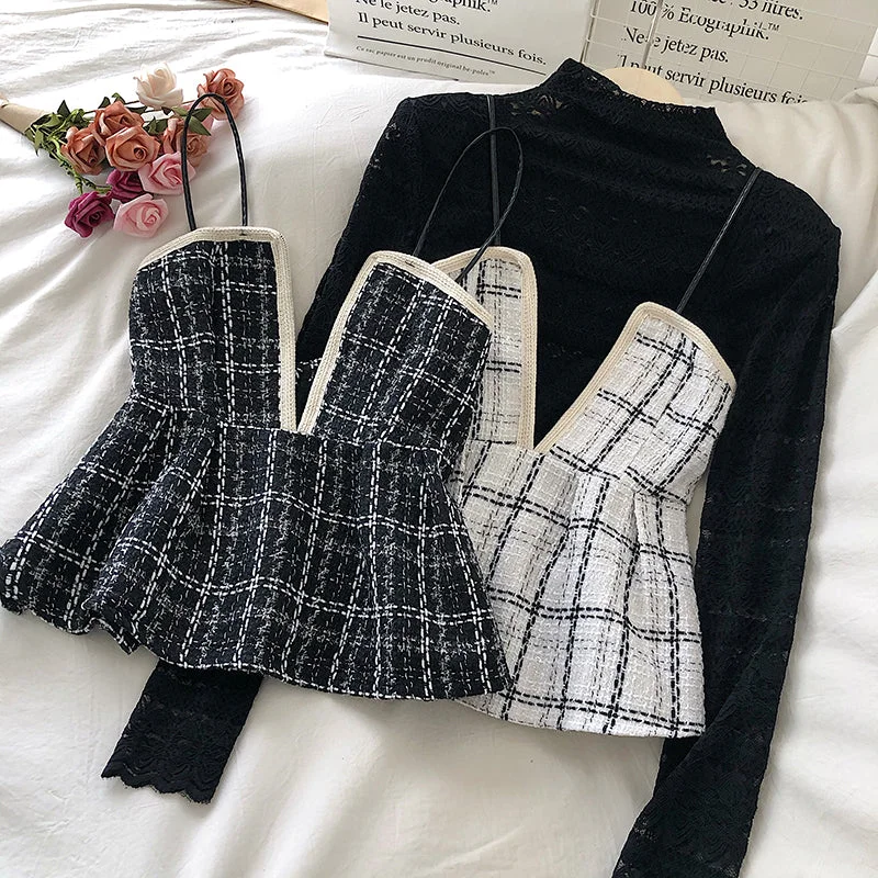 Weekend Discounts to Love Cute hem tweed camisole     S447