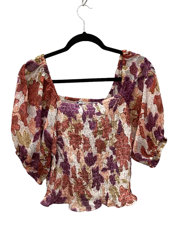 Quick Deals Orange & Purple Top Short Sleeve Old Navy, Size S