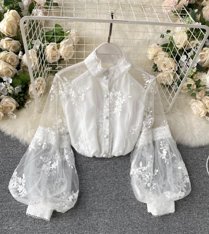 Weekend Price Cuts Galore Stylish lace long sleeve tops   S30