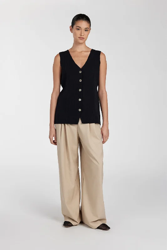 Quick Sale LISA BLACK TAILORED KNIT VEST