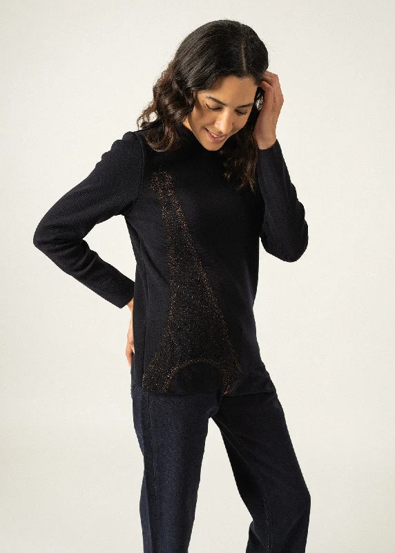Weekend Specials to Indulge In BREGANCON EIFFEL - Breton Sweater with Lurex Eiffel Tower Motif (NAVY / BRONZE) Weekend Specials to Indulge In BREGANCON EIFFEL - Breton Sweater with Lurex Eiffel Tower Motif (NAVY / BRONZE)