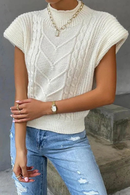 Price Smash BerryBetty - Turtleneck Cable Knit Sweater Vest